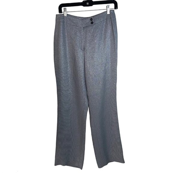 Mondi Vintage Womens Pant Suit Size Medium Gray Metallic Knit Pockets Wide Leg - Picture 6 of 10